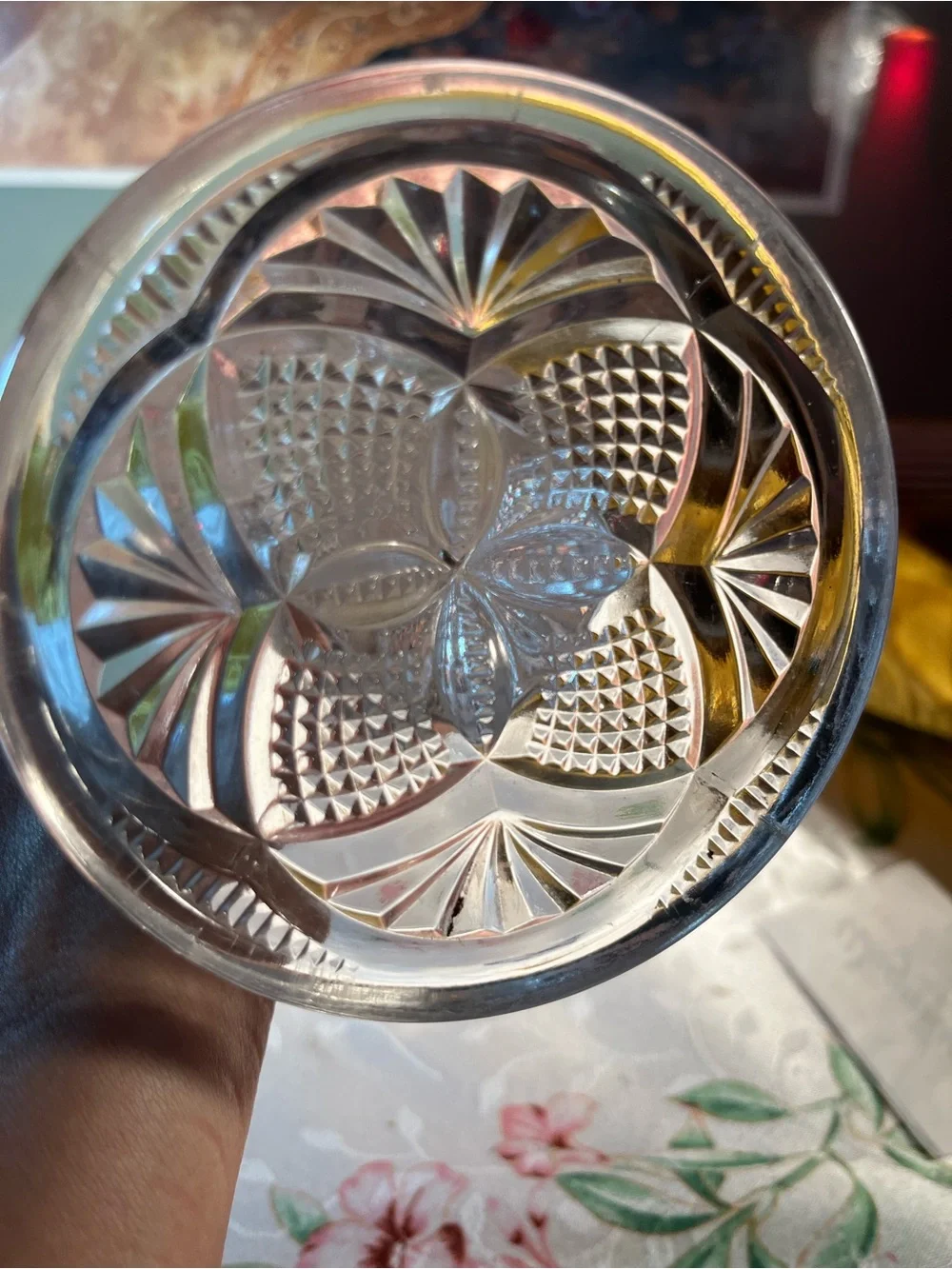 Pressed Cut Crystal Vase - Clear Glass
